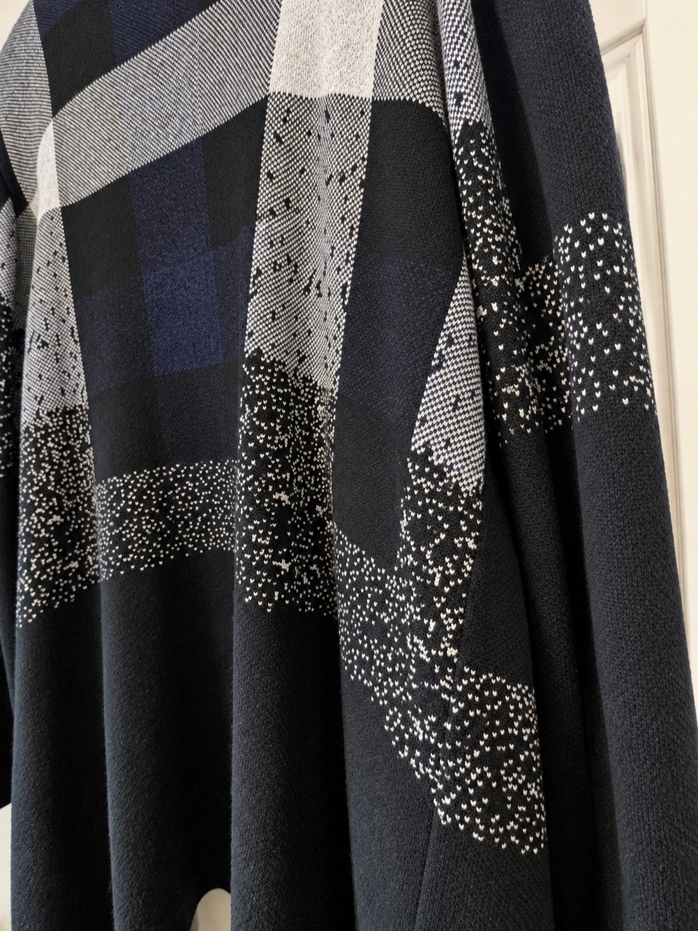 Lane Bryant Black Navy & Gray Draped Open-Front Cotton Blend Sweater - Picture 4 of 5